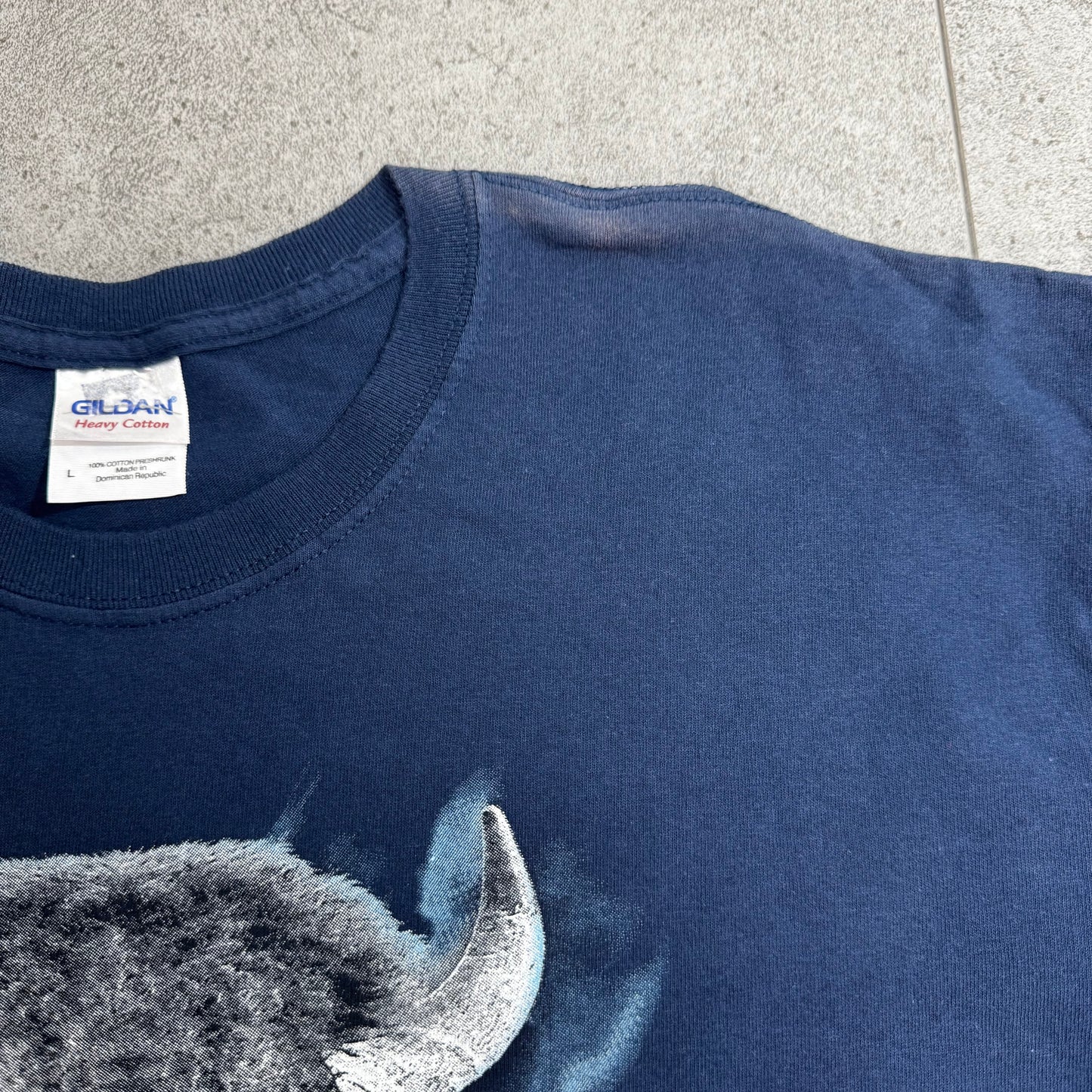 2006 GILDAN Custer, South Dakota バイソン アニマルプリント Tシャツ ネイビー/7-62