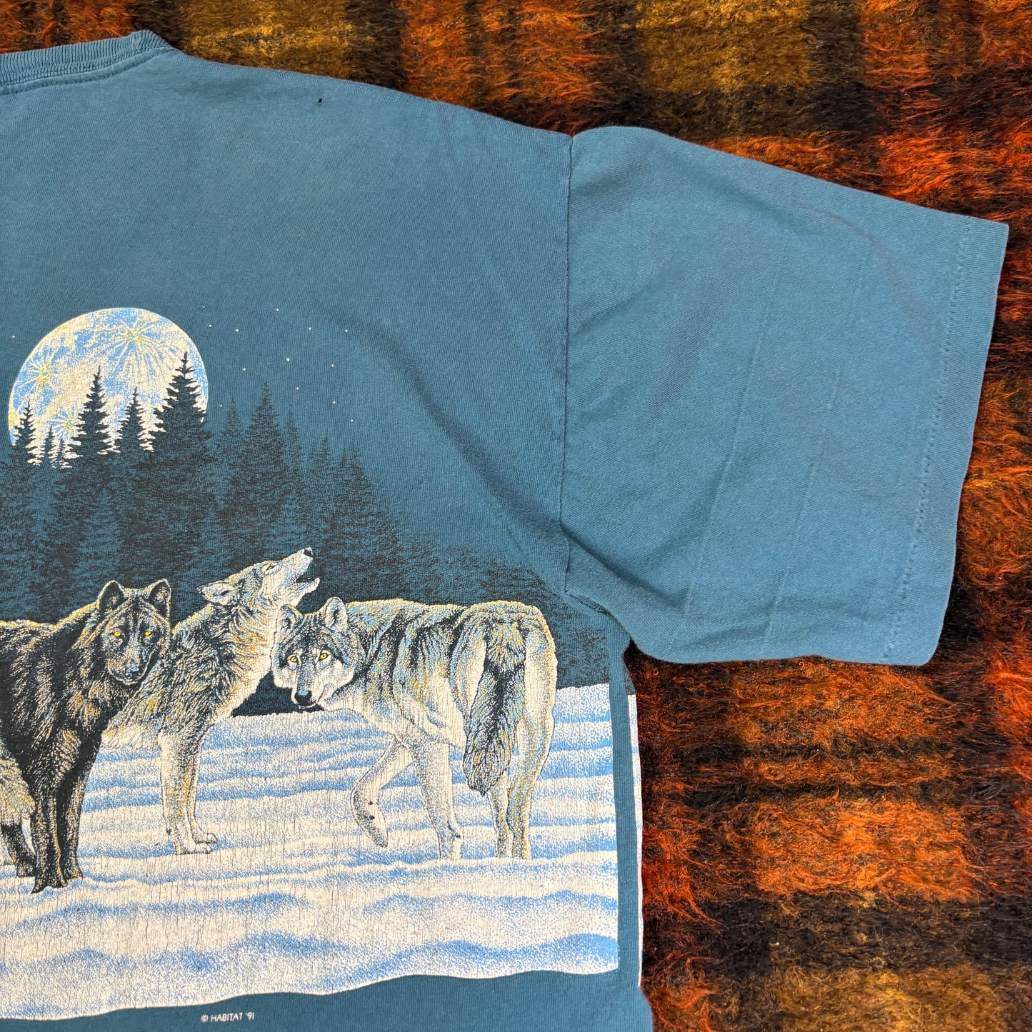90s USA製 Signal Sports アラスカ 狼 オールプリントTシャツ XL相当 ヴィンテージ ’91