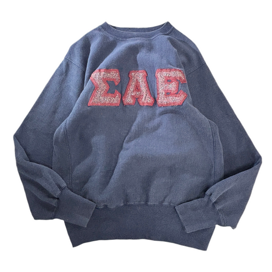【USA製 90s ヴィンテージ】Champion Reverse Weave スウェット ネイビー Lサイズ ギリシャ文字 ΣΑΕ 刺繍 カレッジデザイン
