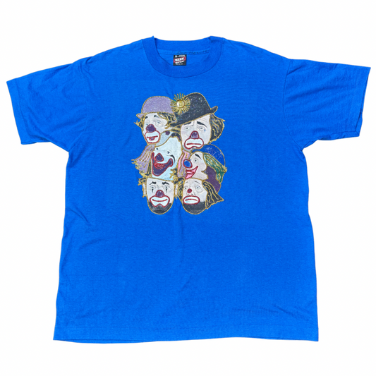90s USA製 Clown Faces Tシャツ XLサイズ / Fruit of the Loom BESTタグ 青 ボックスシルエット