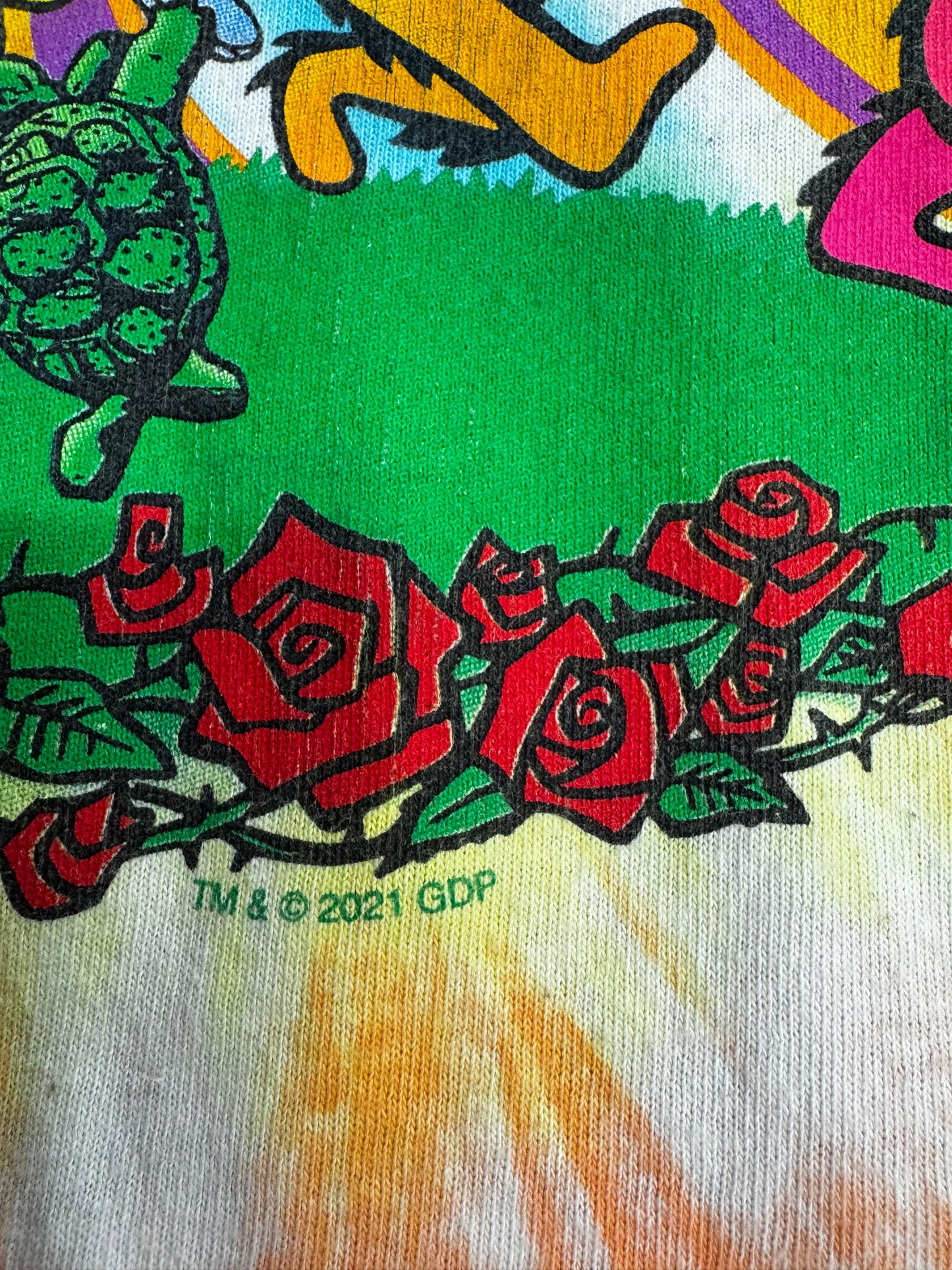 【GRATEFUL DEAD LIQUID BLUE 2021 タイダイ Tシャツ】ダンシングベア スカル&ローズ /8-65
