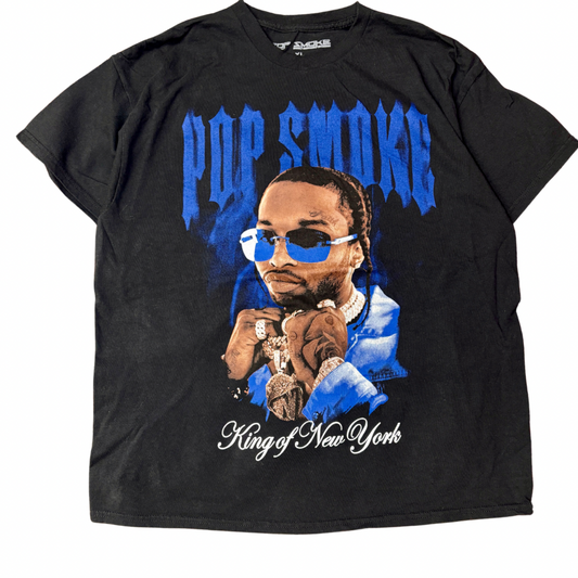 【POP SMOKE】ラップTシャツ|King of New York フォトプリント ストリート系 HIPHOP