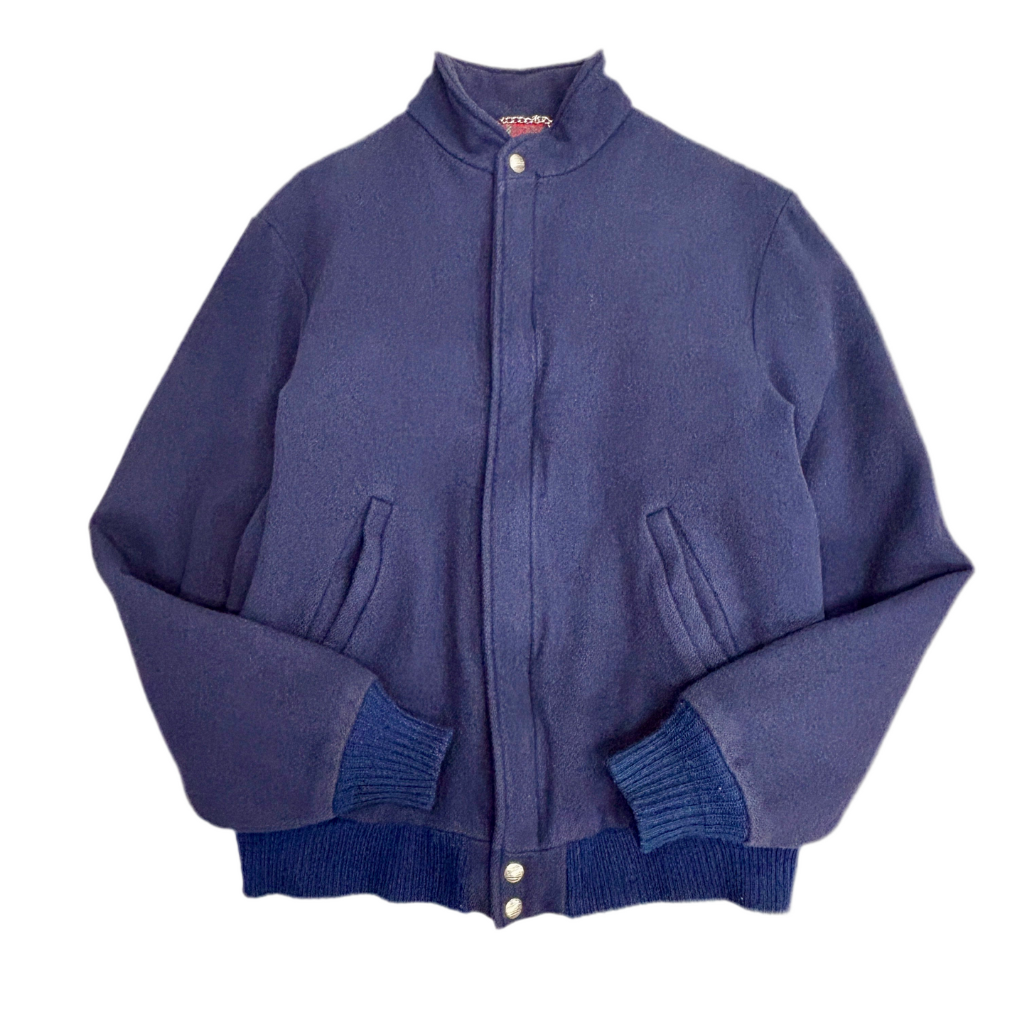 【90s USA製】L.L.Bean ウールジャケット ネイビー チェックライナー付き Mサイズ
