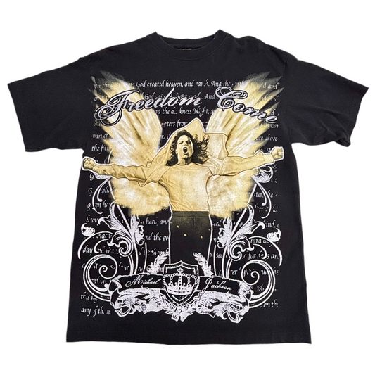 Michael Jackson マイケル・ジャクソン Freedom Came グラフィックTシャツ Justee製 XLサイズ ブラック 音楽Tシャツ