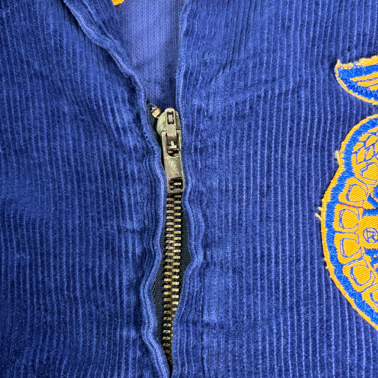 【80s-90s USA製】FFA コーデュロイジャケット|Louisiana CALVIN 刺繍入り ヴィンテージ ワークジャケット ネイビー系 32サイズ