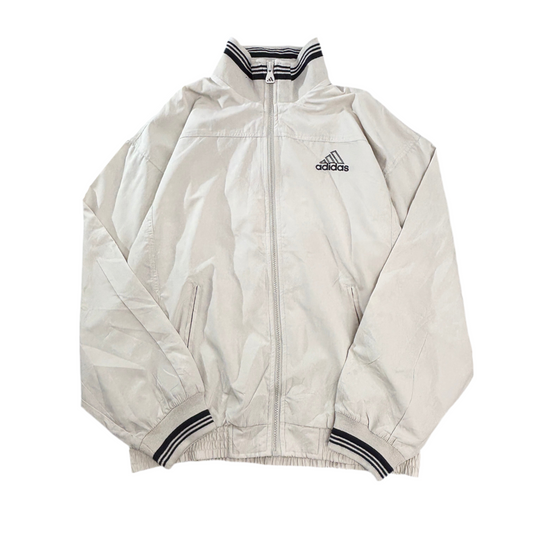 【90s ヴィンテージ】adidas アディダス トラックジャケット ホワイト 刺繍ロゴ Mサイズ相当