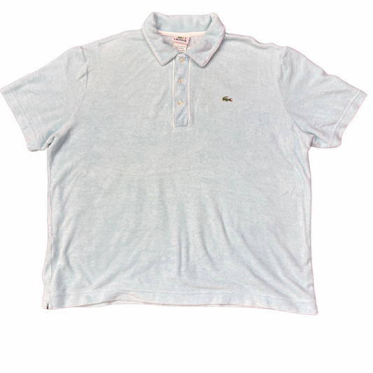 90s フランス製 LACOSTE ラコステ タオル地 ポロシャツ パイル素材 サックスブルー XL相当