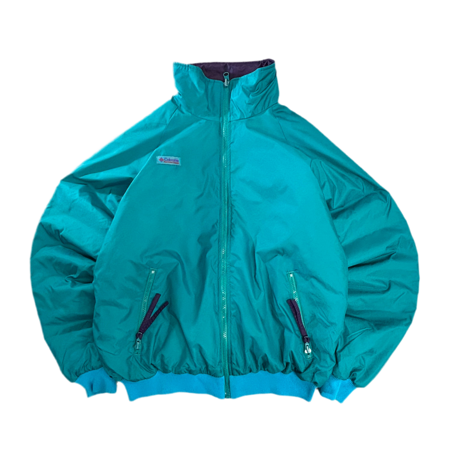 90s Columbia リバーシブル 3M Thinsulate 中綿ナイロンジャケット パープル×ティール M スリランカ製 “Radial Sleeve™”