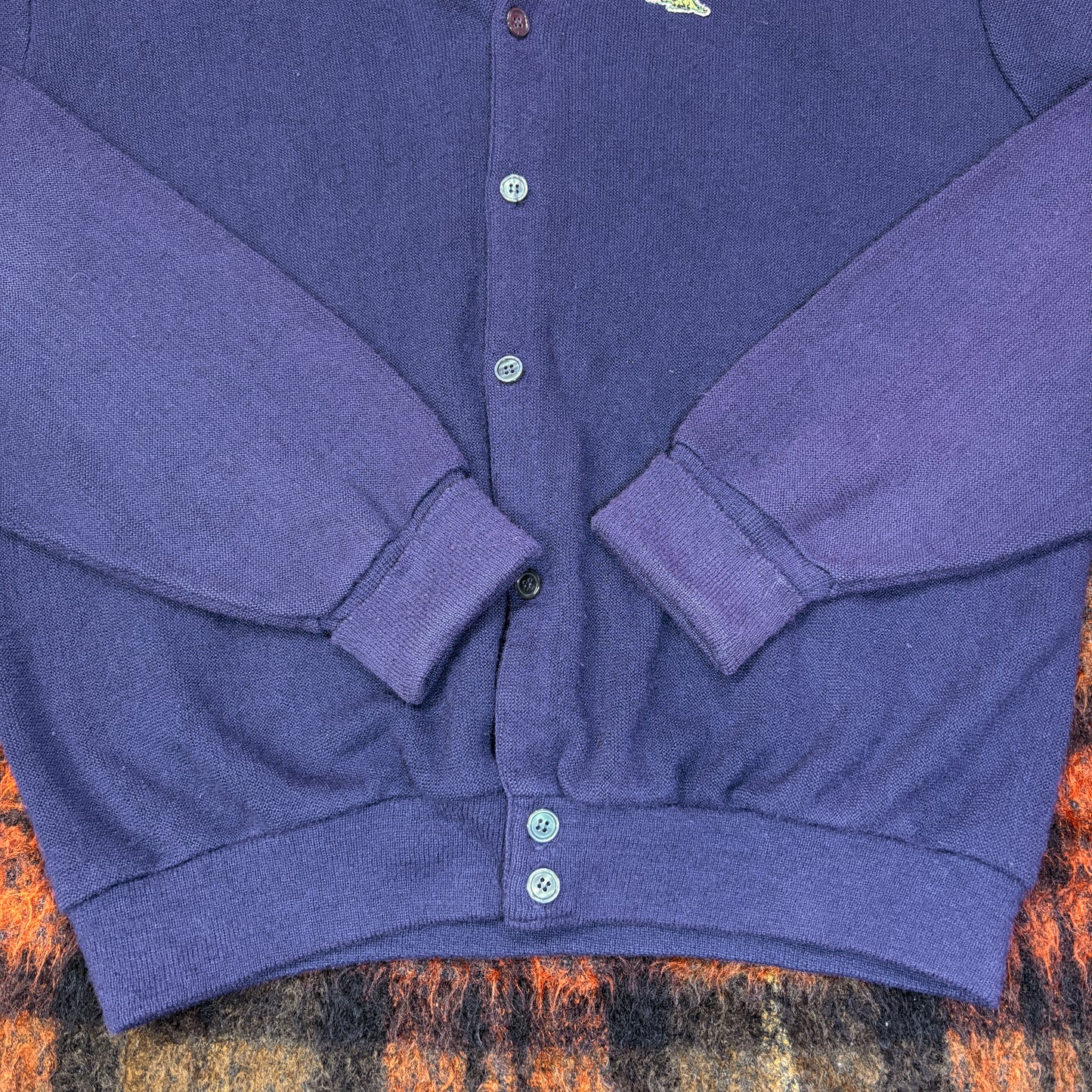 【USA製】Sears ドラゴン刺繍カーディガン|ヴィンテージ アメリカ古着 紫 アクリルニット XL