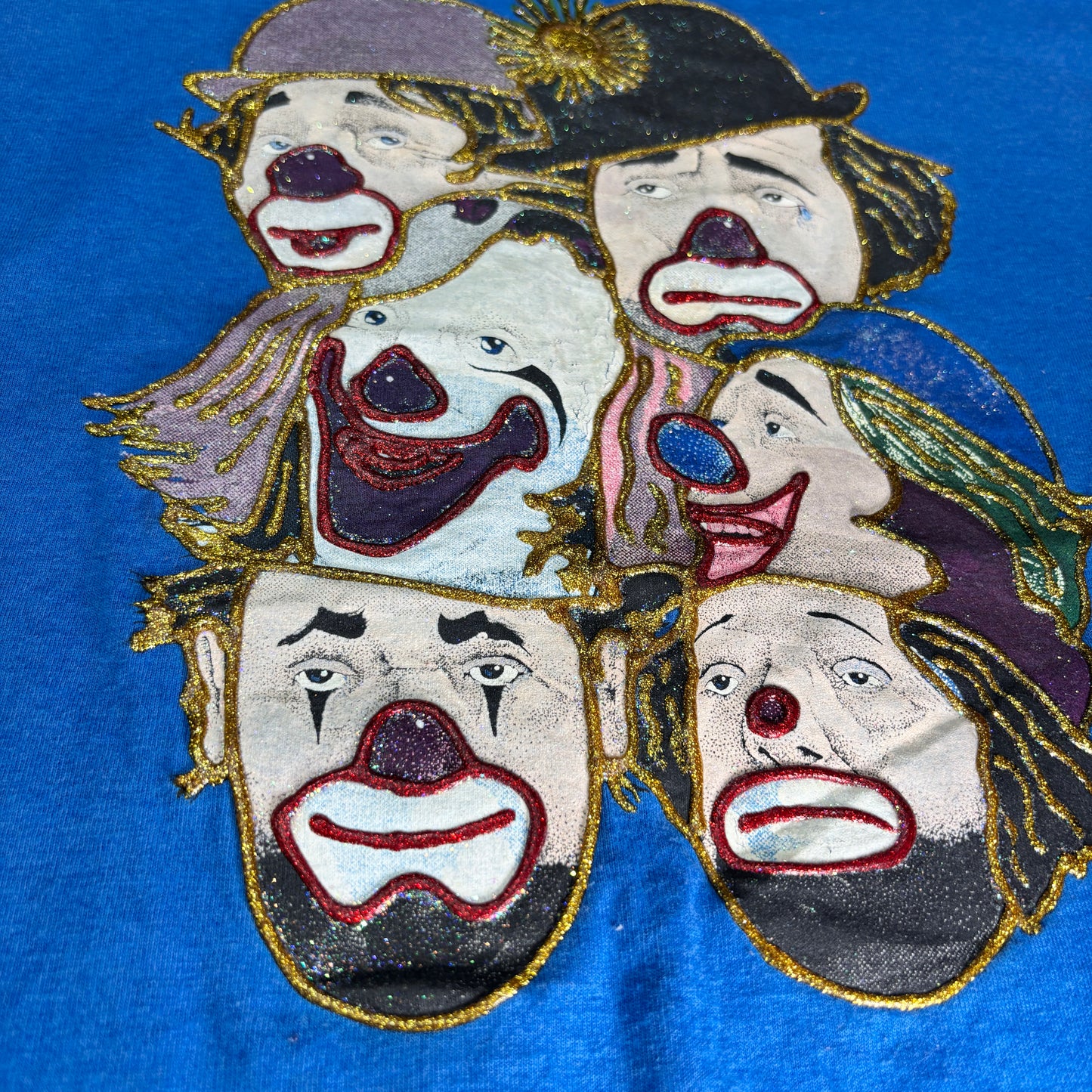 90s USA製 Clown Faces Tシャツ XLサイズ / Fruit of the Loom BESTタグ 青 ボックスシルエット