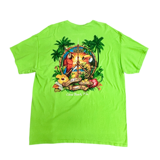 【Ron Jon Surf Shop】ネオンライム グラフィックTシャツ XLサイズ ココアビーチ限定 サーフT USAフロリダ発