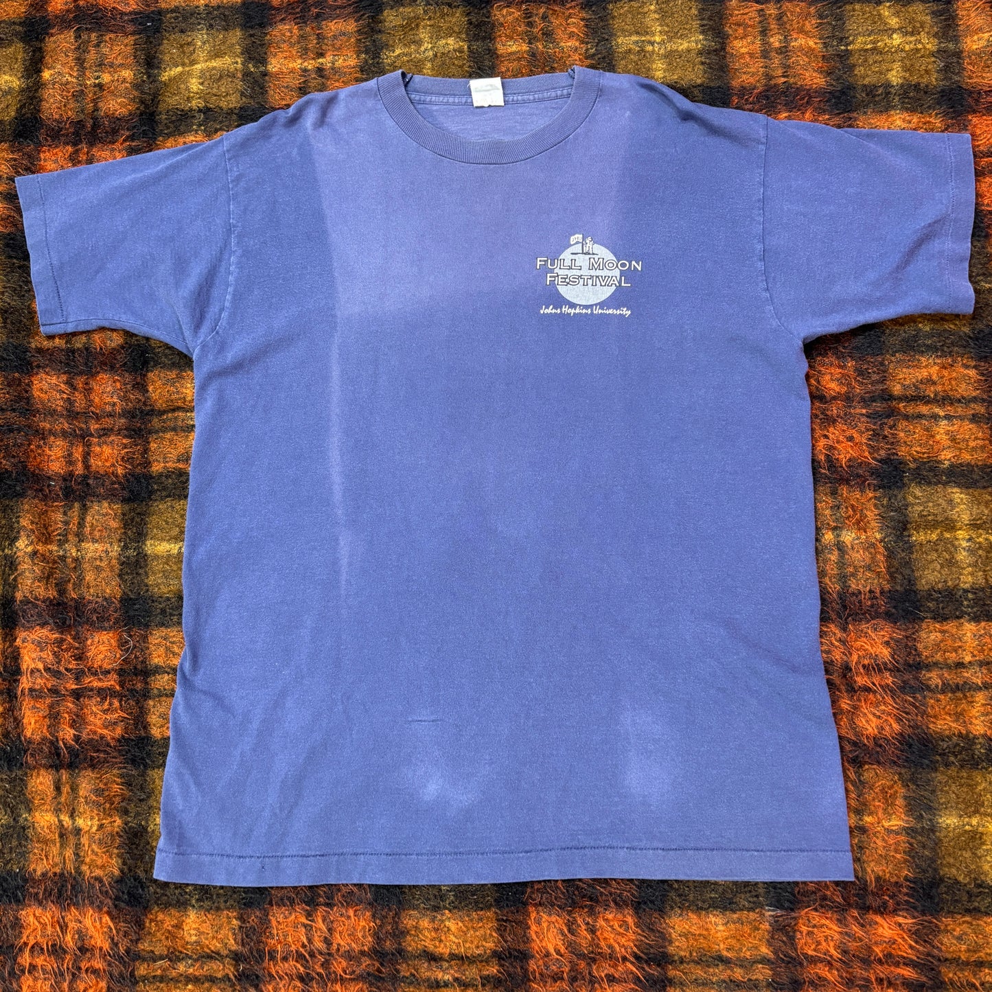 90s Johns Hopkins University “Full Moon Festival” ヴィンテージTシャツ – 月齢カレンダー/両面プリント – Made in USA XL
