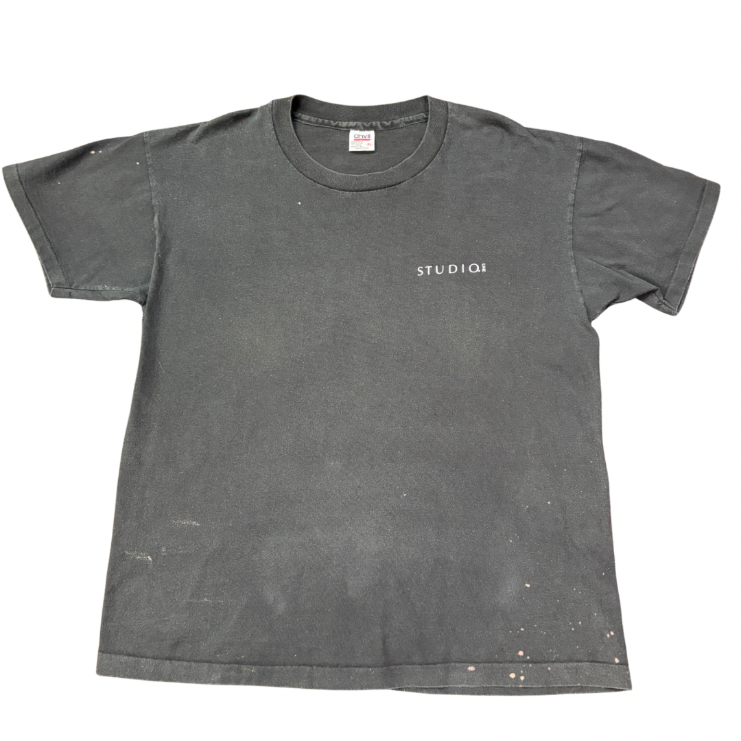 90s USA製 Studio Line アートTシャツ 黒 XL|ハンドグラフィック×幾何プリント