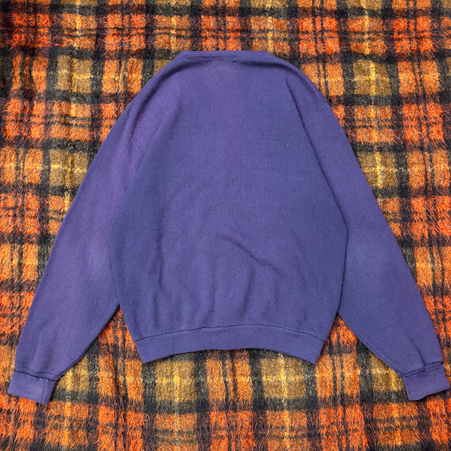 【USA製】Sears ドラゴン刺繍カーディガン|ヴィンテージ アメリカ古着 紫 アクリルニット XL