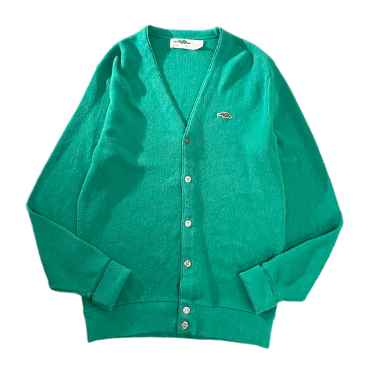 【60s〜70s ビンテージ】Sears ドラゴン刺繍 カーディガン XL TALL グリーン ニット アクリル