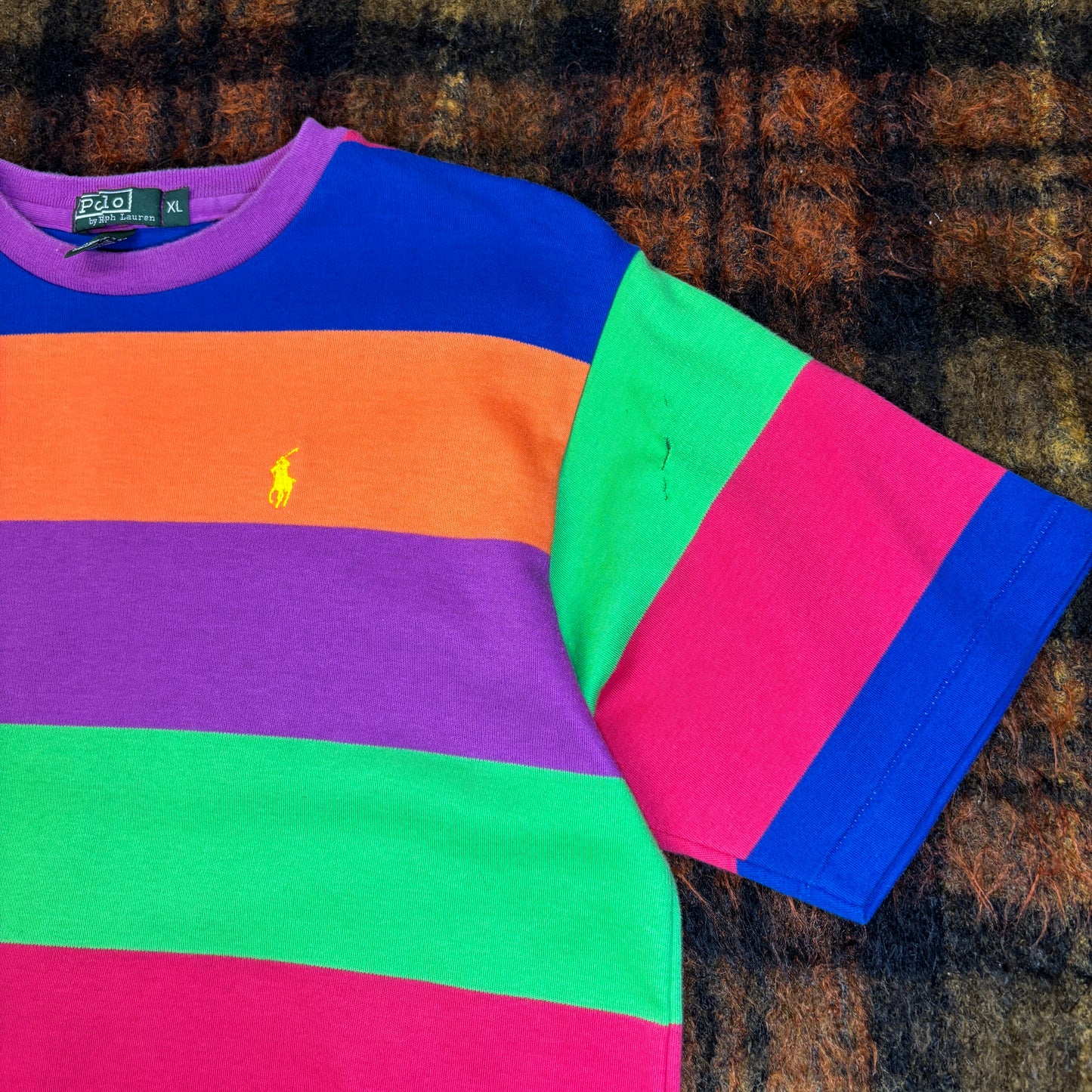 【90s USA製】Polo Ralph Lauren マルチボーダーTシャツ|ヴィンテージ XL カラフル ポロ ラルフローレン