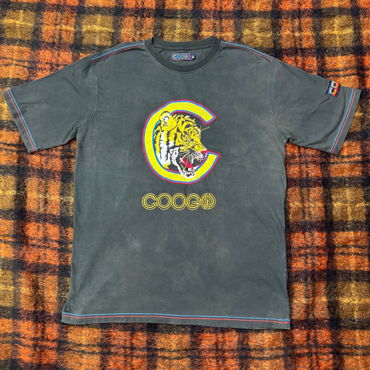 【00s 】COOGI 刺繍タイガーTシャツ XXL ブラック|ヒップホップスタイル オールドスクール