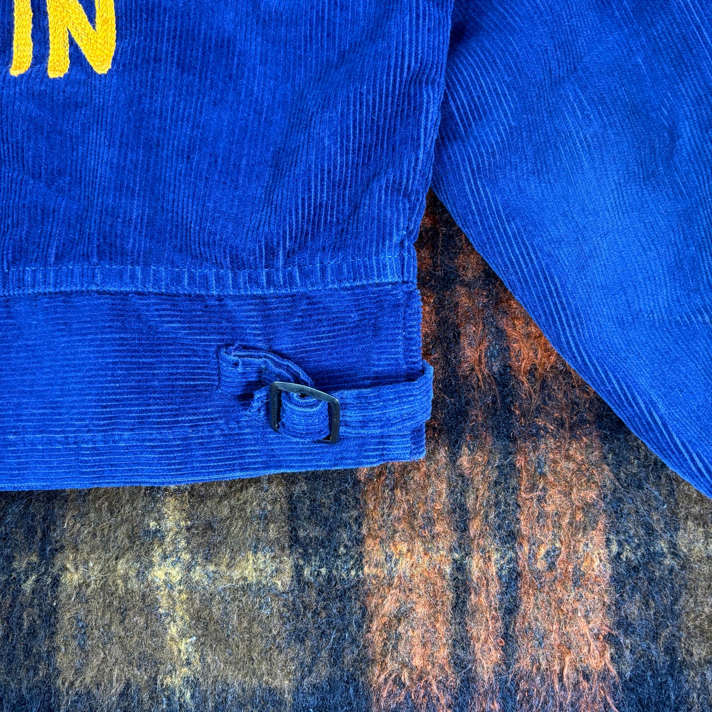 【80s-90s USA製】FFA コーデュロイジャケット|Louisiana CALVIN 刺繍入り ヴィンテージ ワークジャケット ネイビー系 32サイズ
