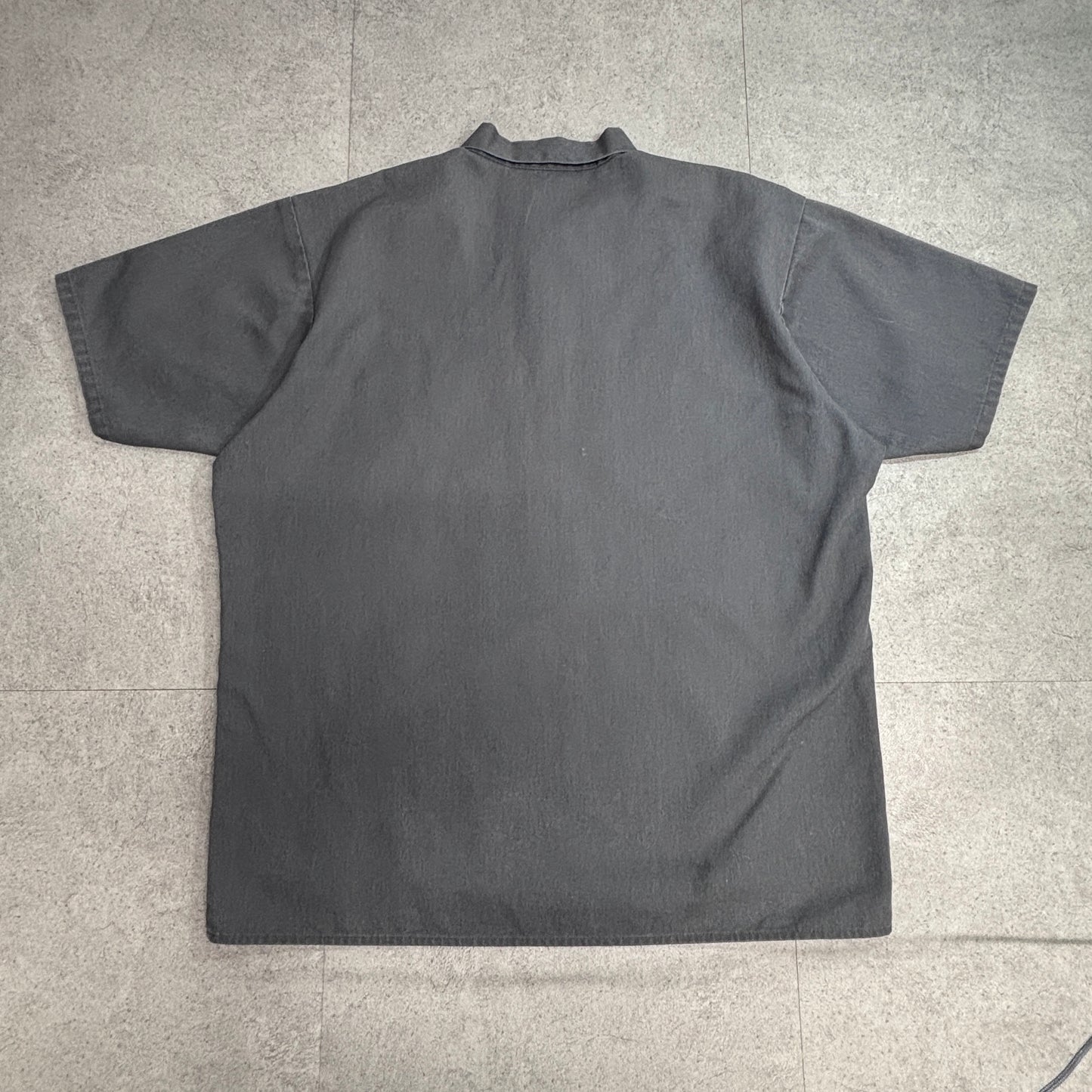 【BEN DAVIS ハーフジップワークシャツ】USA製 ベンデイビス 半袖 ワークシャツ グレー Lサイズ 古着/8-12