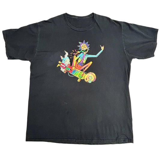 【2018年製】Rick and Morty × Cartoon Network リック スケートボード グラフィックTシャツ ブラック