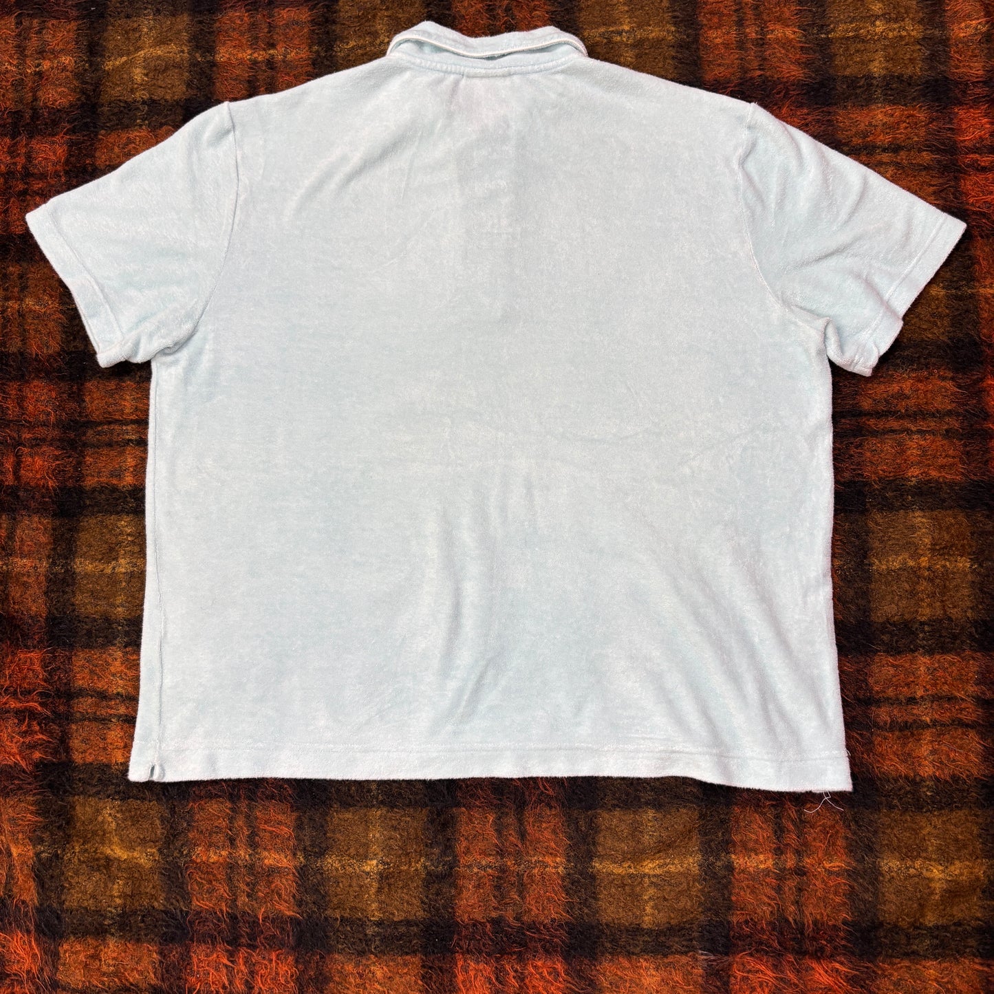 90s フランス製 LACOSTE ラコステ タオル地 ポロシャツ パイル素材 サックスブルー XL相当