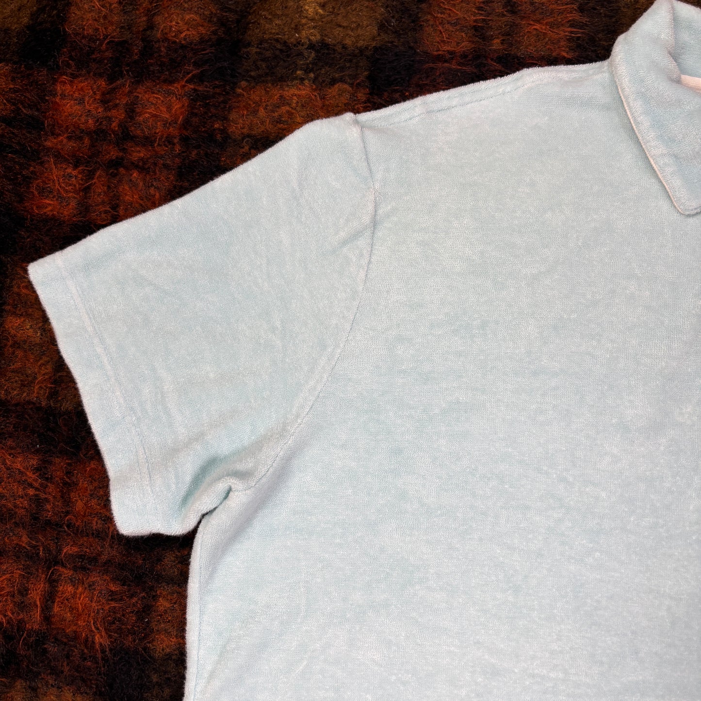 90s フランス製 LACOSTE ラコステ タオル地 ポロシャツ パイル素材 サックスブルー XL相当