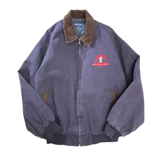 90s Holloway “STEVENSON SUPPLY” 刺繍ワークジャケット/USA製/コーデュロイ襟/YKKジップ/企業ロゴ入り ヴィンテージ