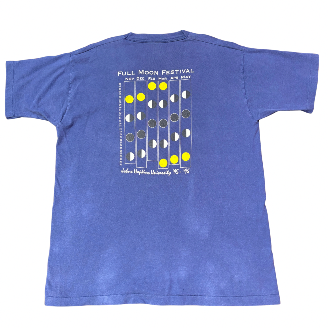 90s Johns Hopkins University “Full Moon Festival” ヴィンテージTシャツ – 月齢カレンダー/両面プリント – Made in USA XL