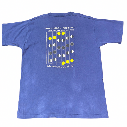 90s Johns Hopkins University “Full Moon Festival” ヴィンテージTシャツ – 月齢カレンダー/両面プリント – Made in USA XL