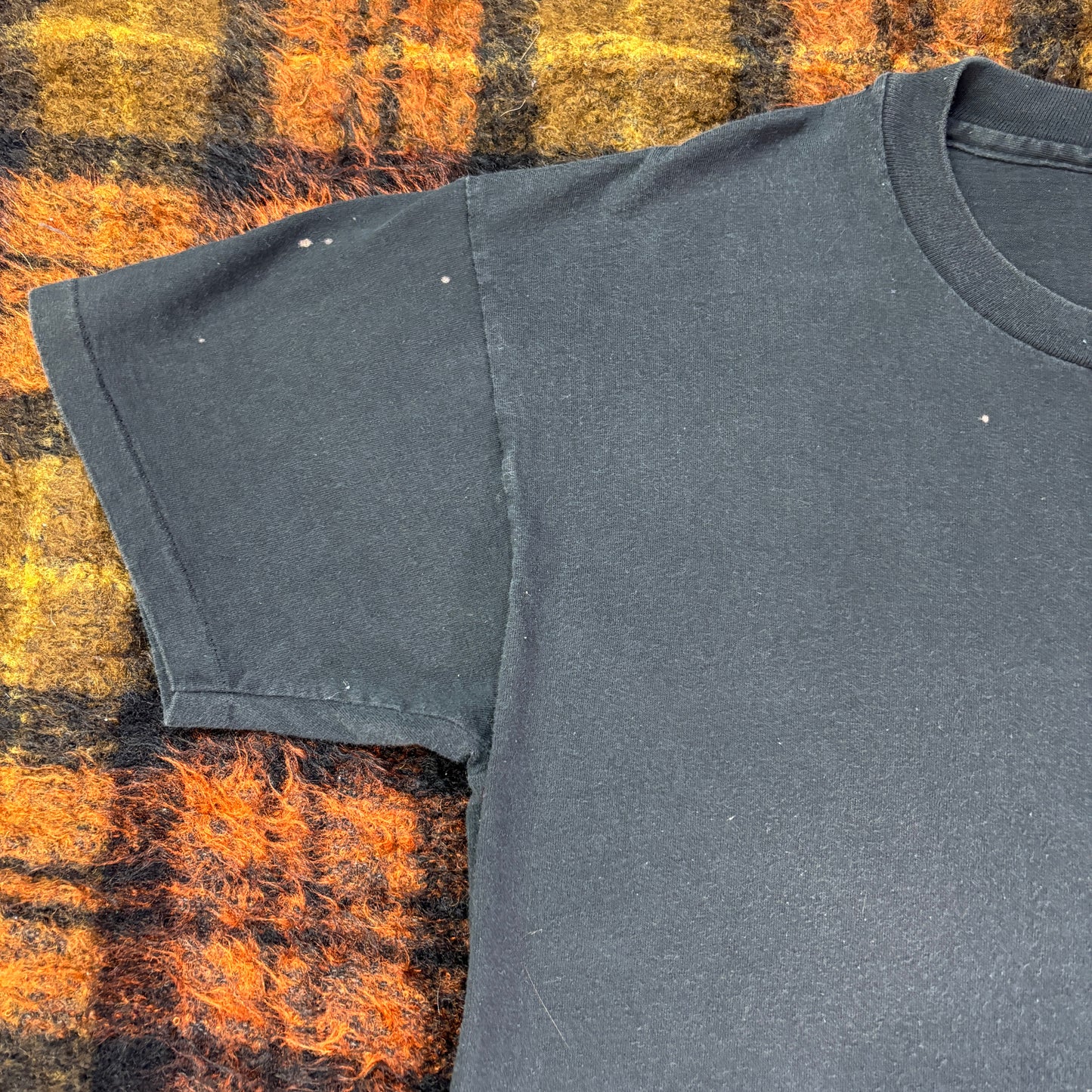 90s USA製 Studio Line アートTシャツ 黒 XL|ハンドグラフィック×幾何プリント