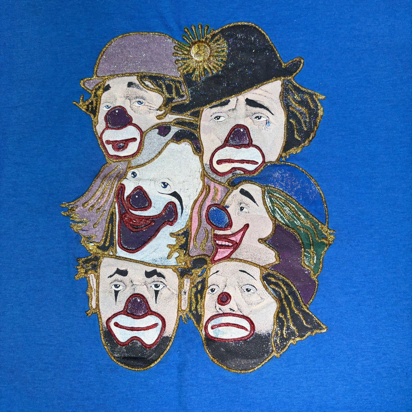 90s USA製 Clown Faces Tシャツ XLサイズ / Fruit of the Loom BESTタグ 青 ボックスシルエット