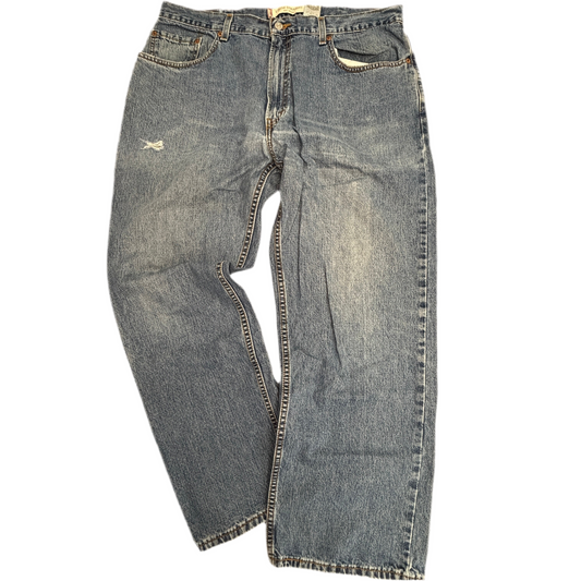 Levi’s 569® Loose Straight デニム W38 L30 ライトインディゴ レッドタブ 色落ち/裾スレ/小リペア 00s ジップフライ