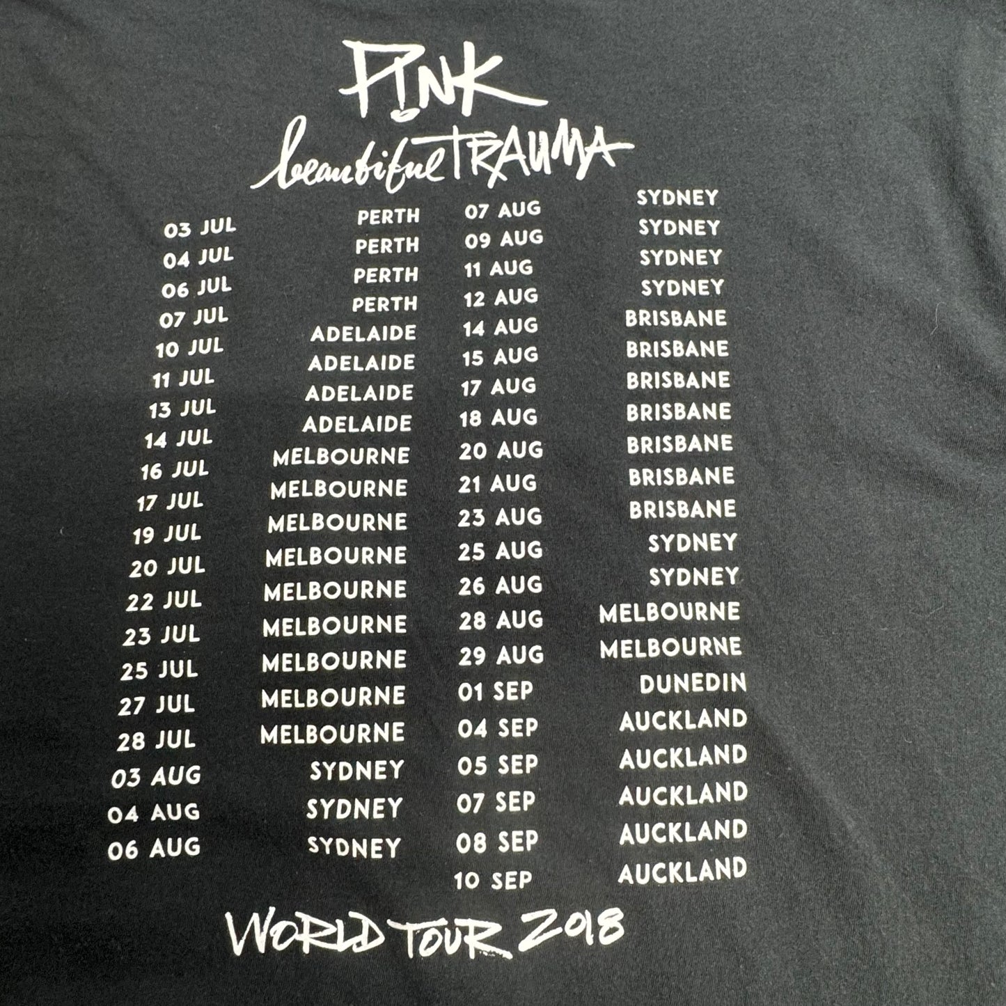 P!NK Beautiful Trauma World Tour 2018 ツアーTシャツ XXL ブラック/7-45