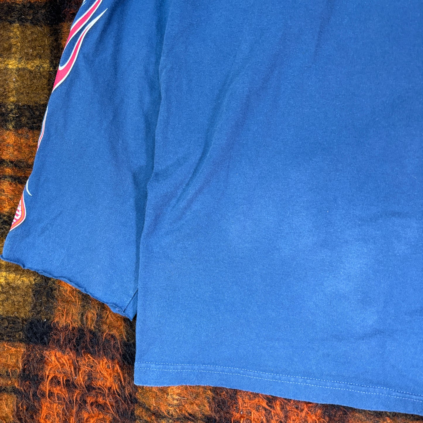 90s Harley-Davidson ロングスリーブTシャツ 3XL NYC スカル×ファイヤーパターン 青 ブルー