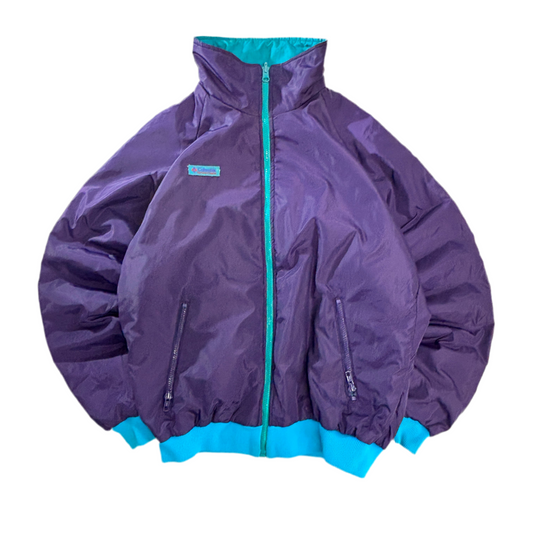 90s Columbia リバーシブル 3M Thinsulate 中綿ナイロンジャケット パープル×ティール M スリランカ製 “Radial Sleeve™”