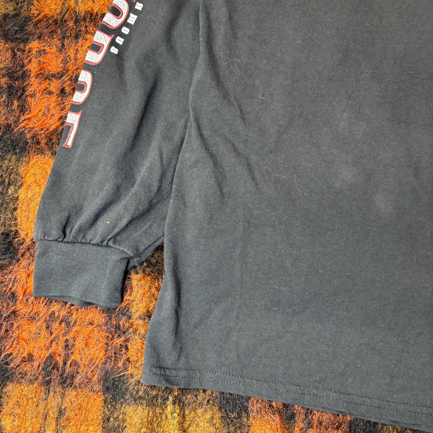 【2020年製】IRON HORSE SALOON ロンT|バイカーロングスリーブTシャツ アメリカ製風プリント USA国旗ポケット付き