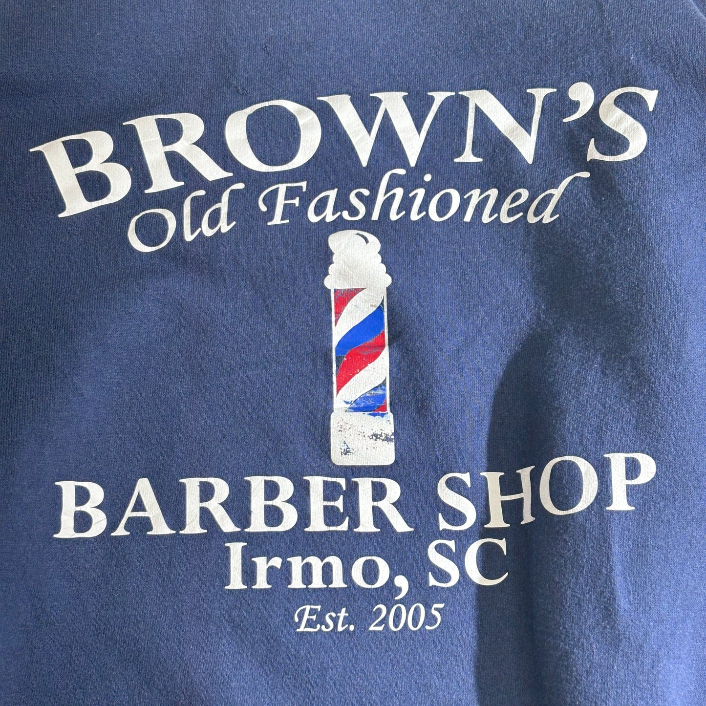 【90s Hanes ULTIMATE “BROWN’S Old Fashioned BARBER SHOP” スウェット XL】バックプリント 企業系 バーバーショップ アドバタイジング/2-77