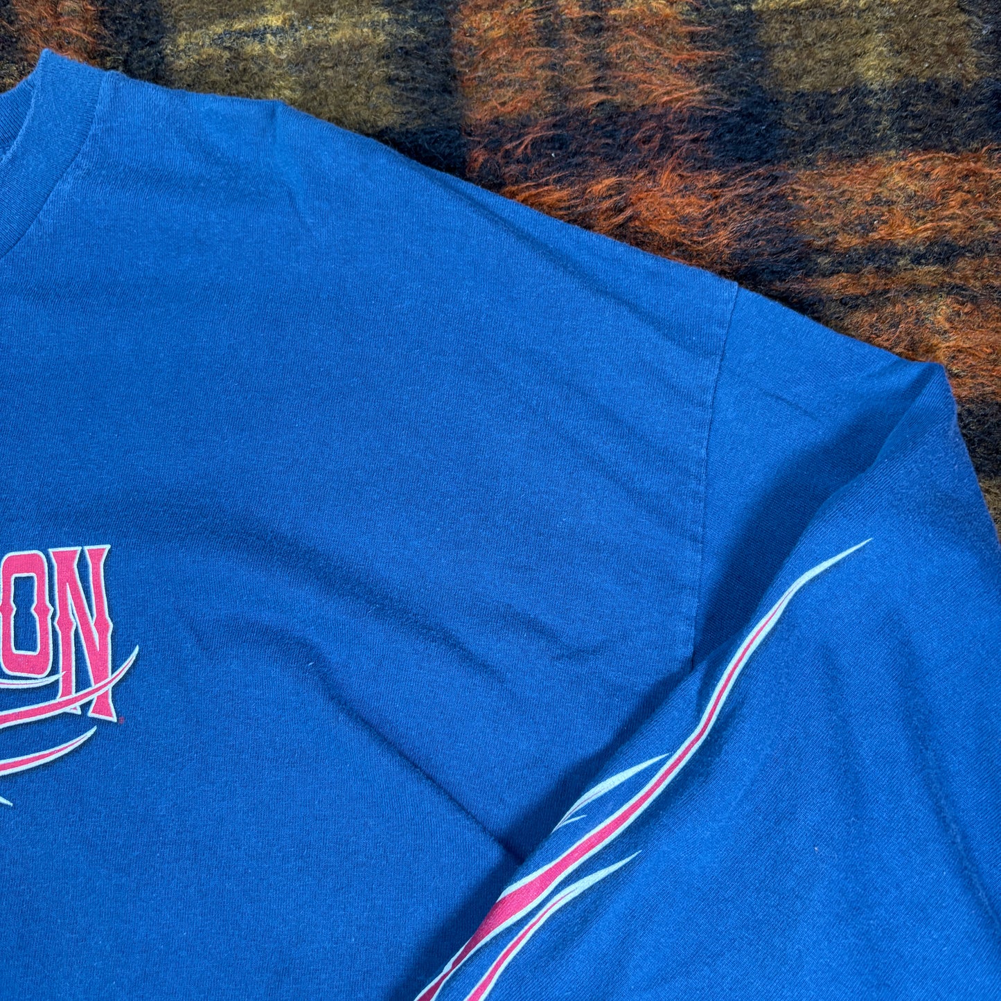 90s Harley-Davidson ロングスリーブTシャツ 3XL NYC スカル×ファイヤーパターン 青 ブルー