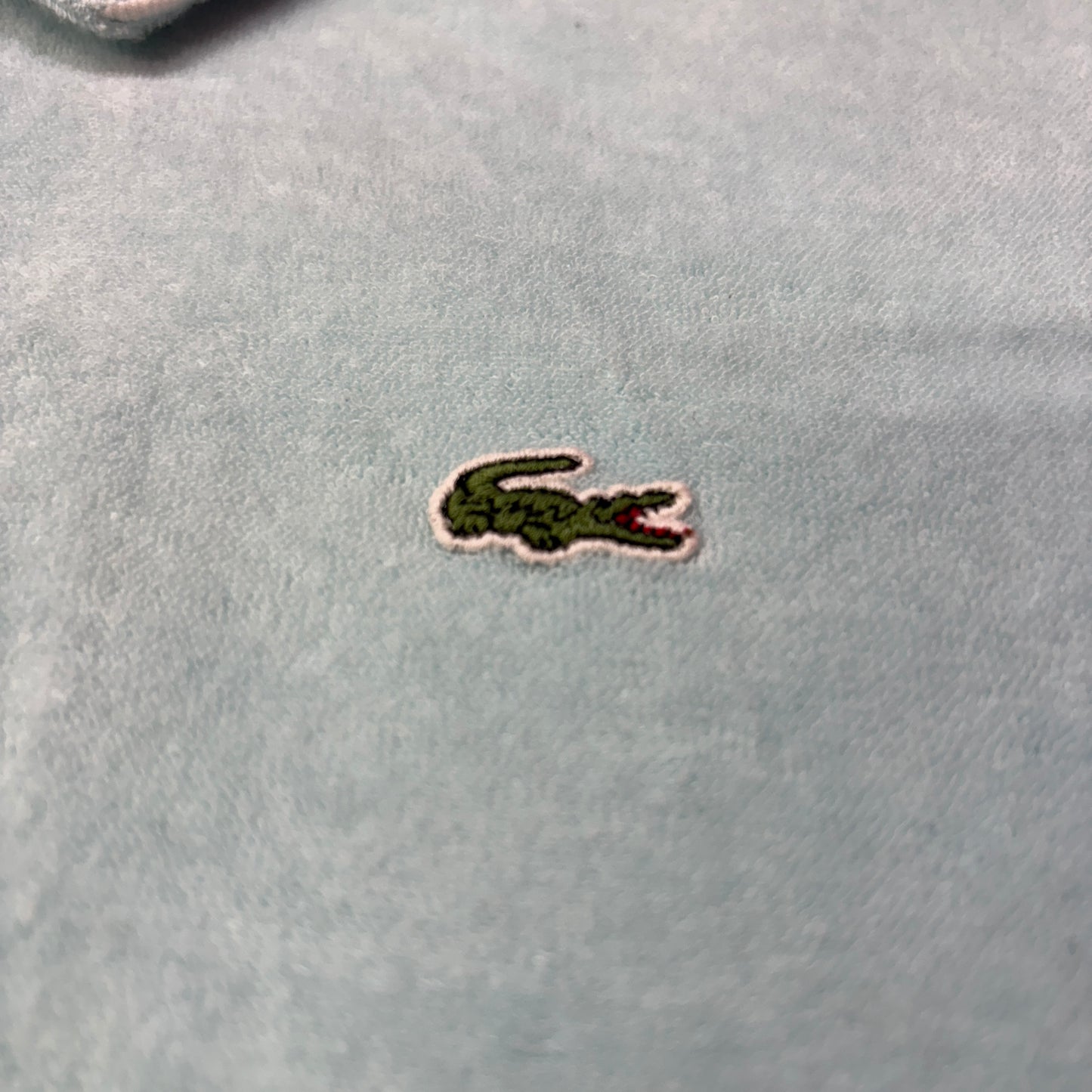 90s フランス製 LACOSTE ラコステ タオル地 ポロシャツ パイル素材 サックスブルー XL相当