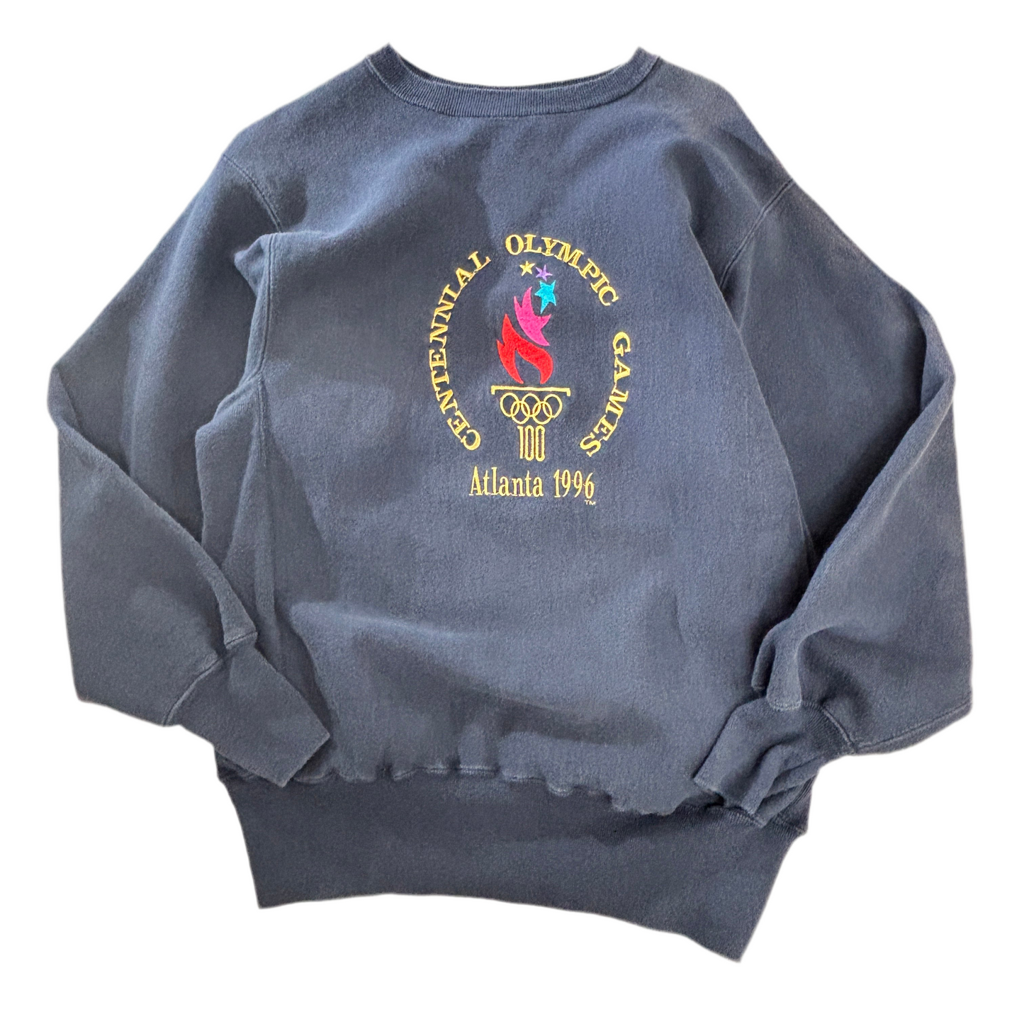 【USA製】Champion リバースウィーブ スウェット "Atlanta 1996" オリンピック刺繍 L ネイビー