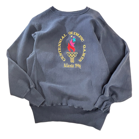 【USA製】Champion リバースウィーブ スウェット "Atlanta 1996" オリンピック刺繍 L ネイビー