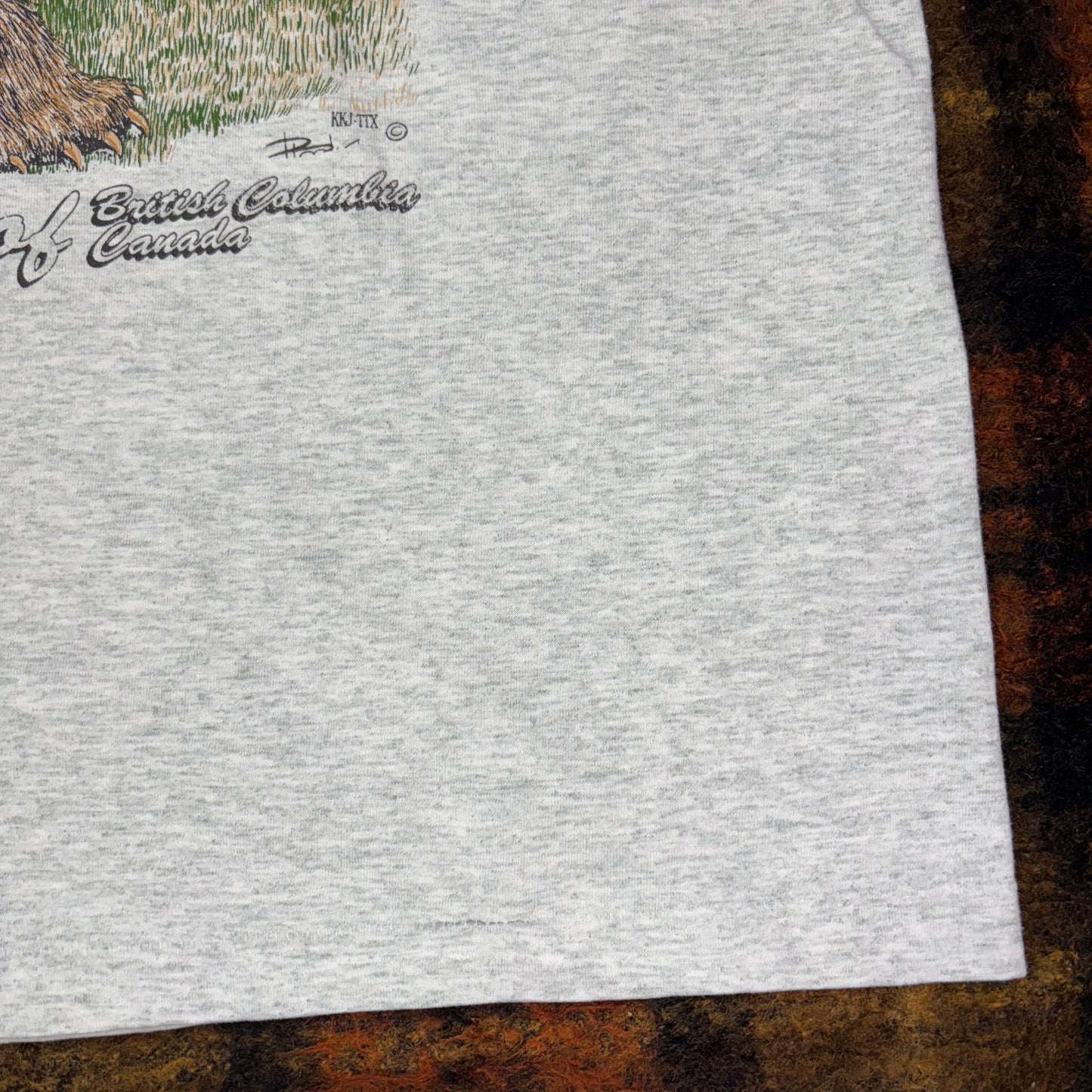 90s USA製 Fruit of the Loom グリズリーベア アニマルフォトTシャツ ヴィンテージ Vanderhoof カナダ土産 Lサイズ