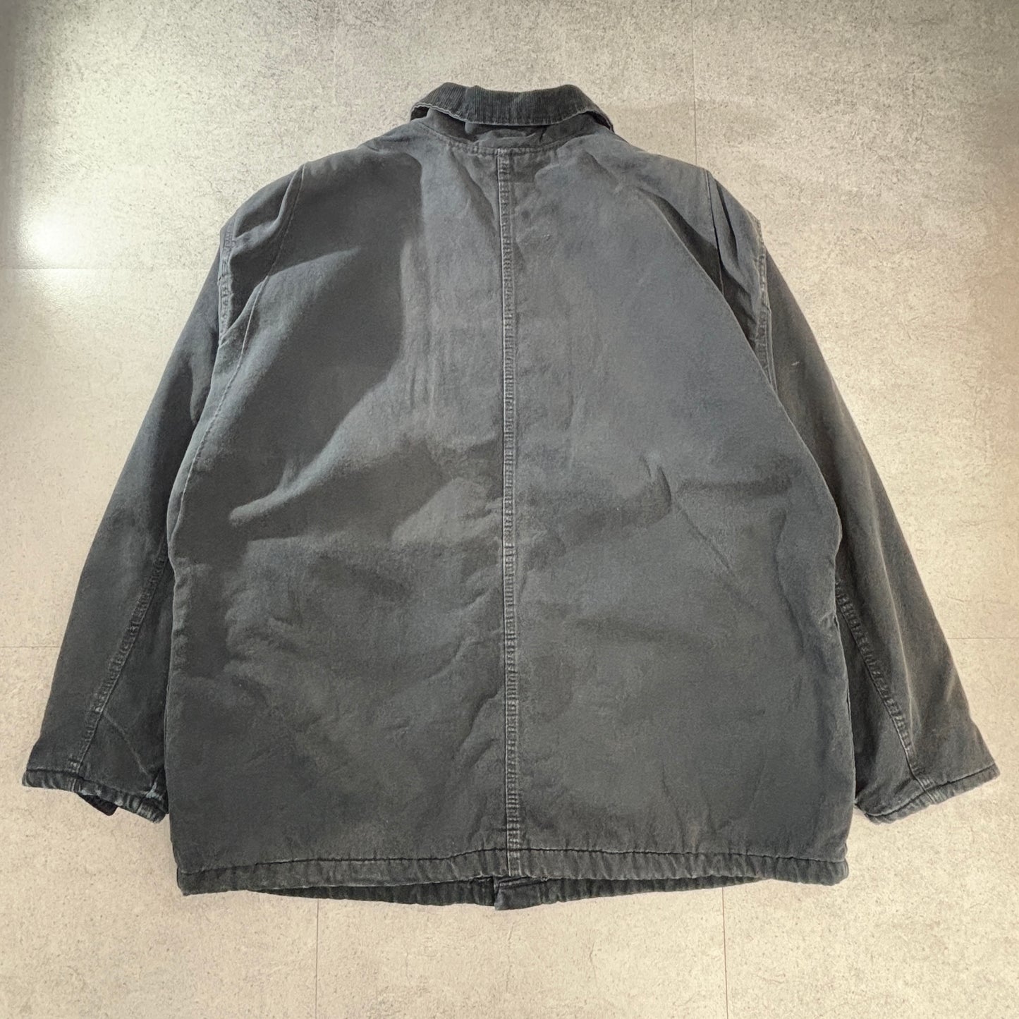 Dickies ダック地 チョアコート/カバーオール /ブラック/コーデュロイ襟/裏起毛キルティング/ワークジャケット XL