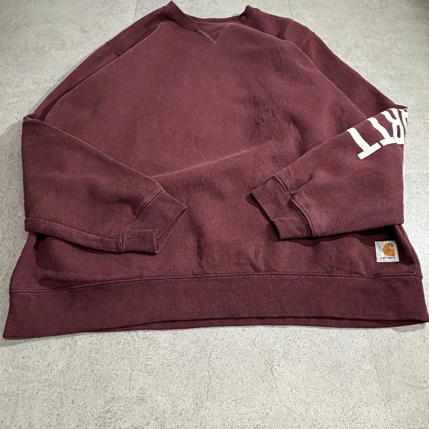 Carhartt ロゴスリーブ スウェットシャツ ワインレッド XL Loose Fit メキシコ製