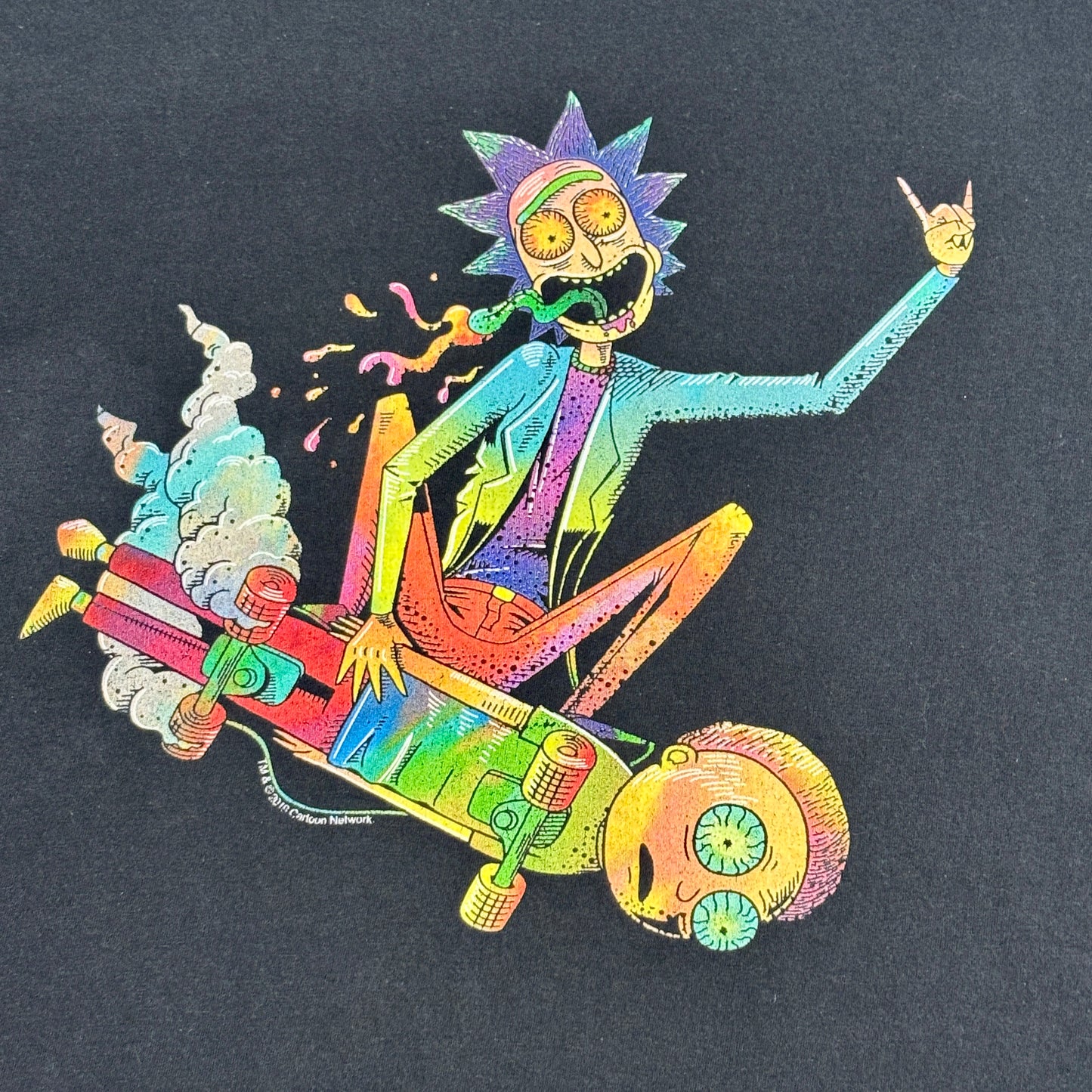 【2018年製】Rick and Morty × Cartoon Network リック スケートボード グラフィックTシャツ ブラック