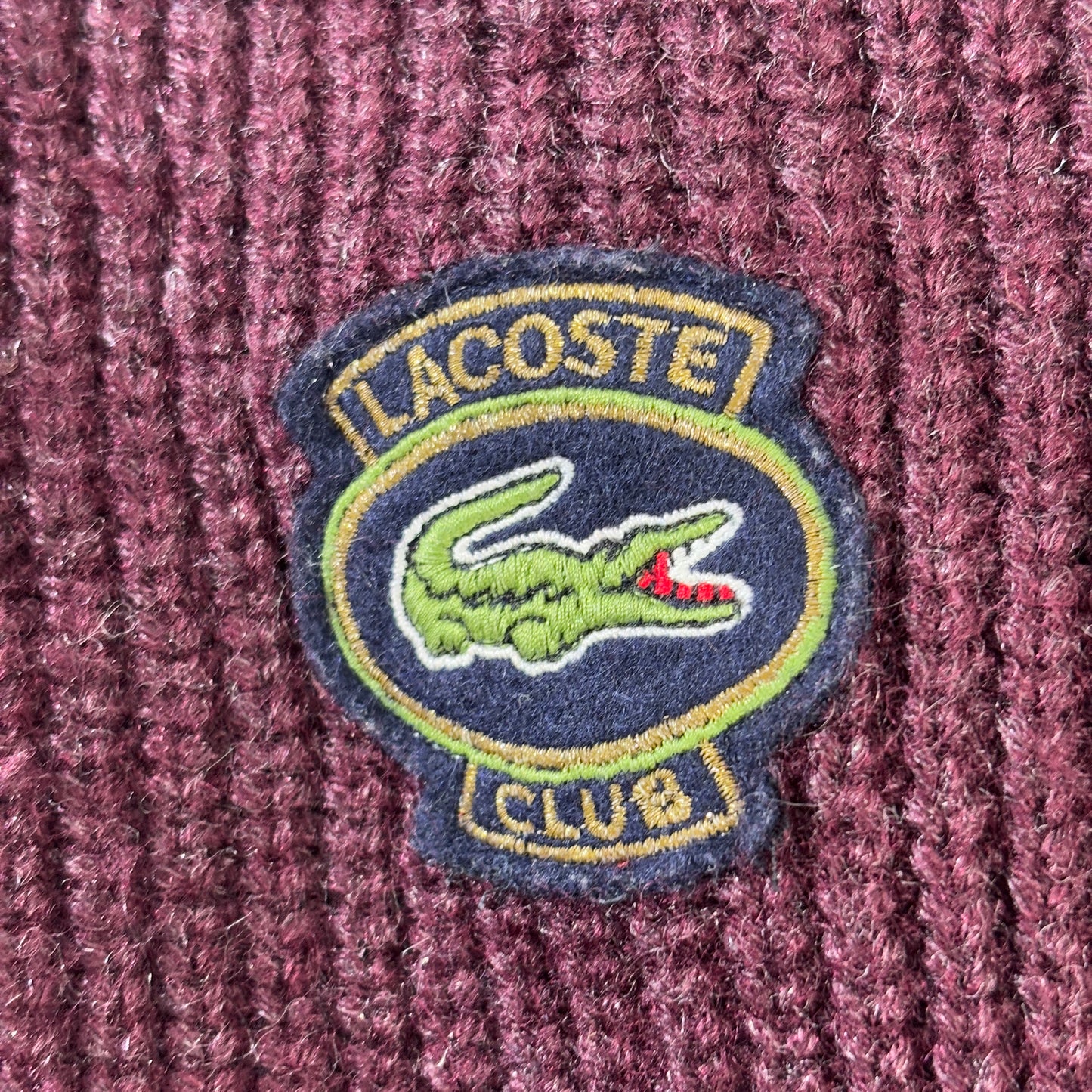 90s CHEMISE LACOSTE ラコステ クラシック クルーネック ウールニット/バーガンディ/ワニワッペン