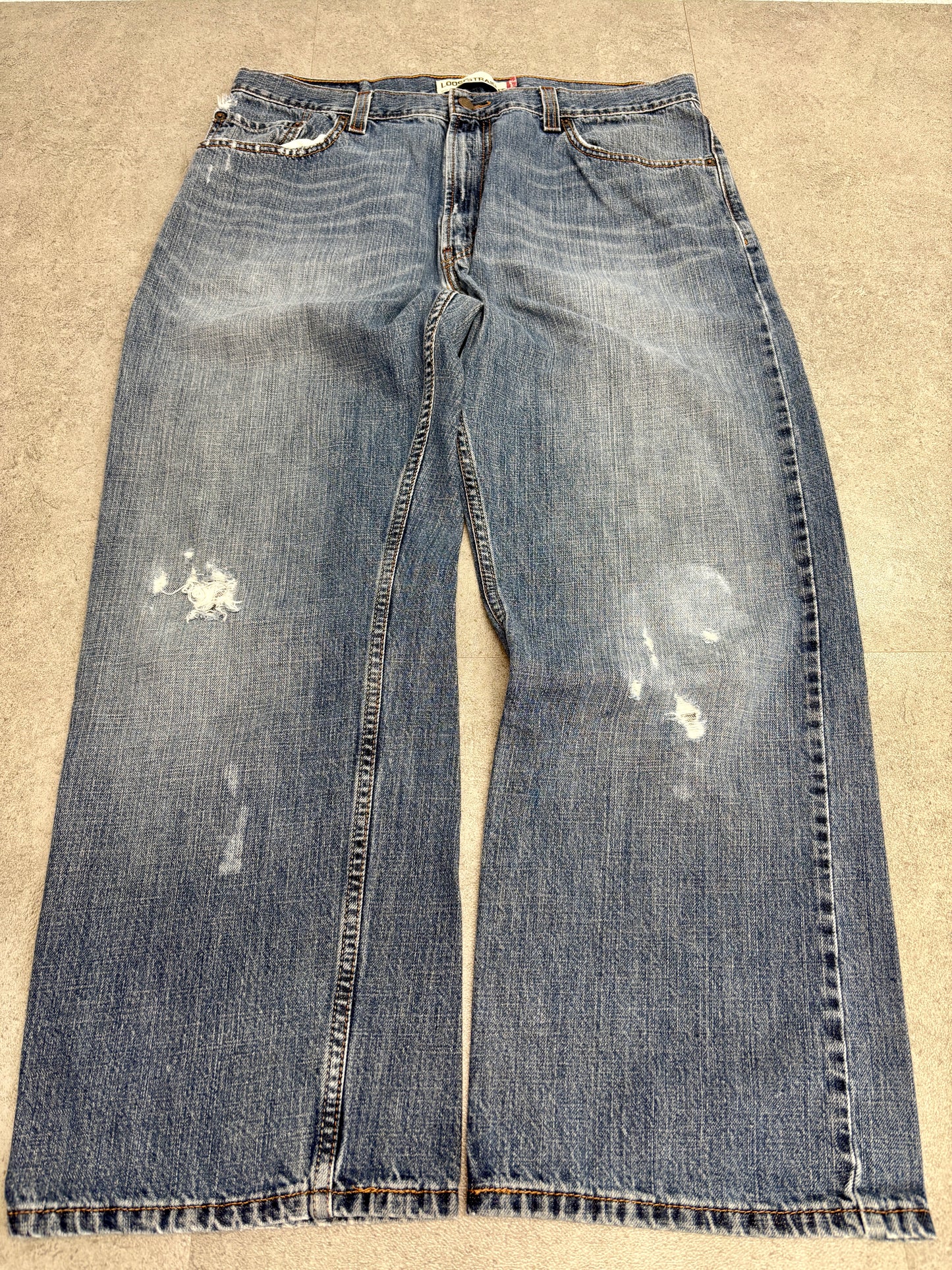 Levi’s 569® Loose Straight デニム W36 L30 レッドタブ ライトインディゴ ダメージ/ヒゲ/アタリ 00s ジップフライ