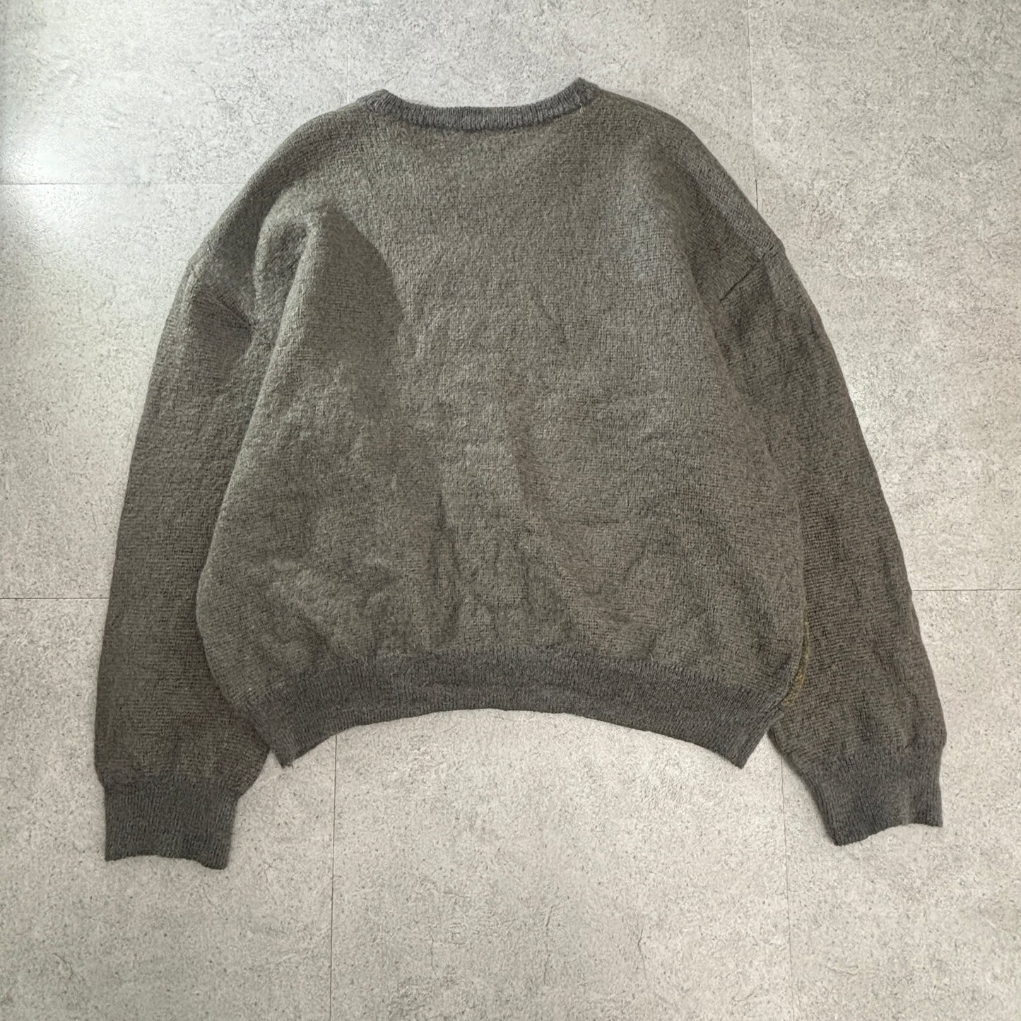 LEPOUTRE TAILOR “Golf Scene” アートニット セーター グレー 80s–90s/ ベルギー ブリュッセルタグ ウール調 ジャカード ゴルフ柄 Vintage