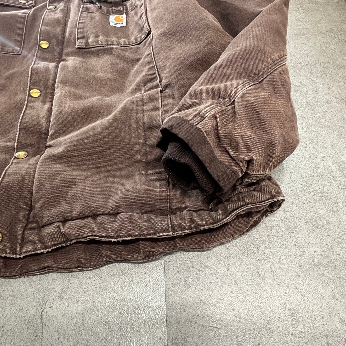 Carhartt/カーハート XL|ダックキャンバス フーデッド ワークジャケット ブラウン|ボア(シェルパ)ライニング|ワーク/アメカジ