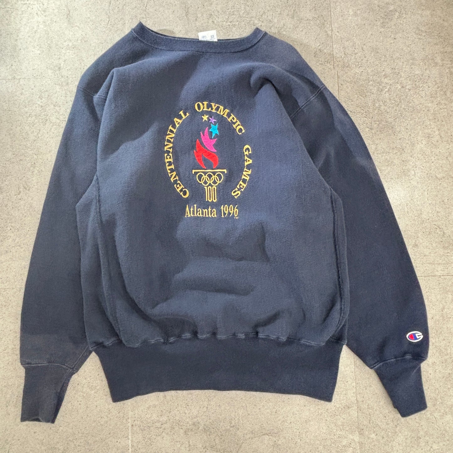 【USA製】Champion リバースウィーブ スウェット "Atlanta 1996" オリンピック刺繍 L ネイビー